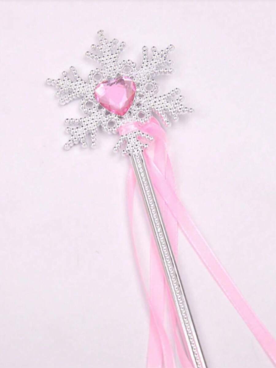 1pc/4pcs Ribbon Snowflake Fairy Wand, Princess Magic Wand Hair Accessory, Dreamy Magic Wand With Ribbon Snowflake, Halloween - Multicolor - View 1