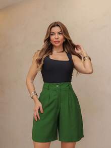 YING ZI Women's Tailored Bermuda Shorts Rose Anne Mode II - Màu xanh lục của thợ săn - Xem 4