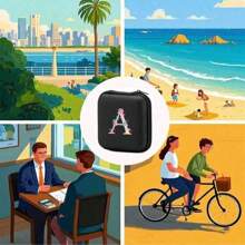 1/6 件 A-Z 字母图案便携式迷你数码收纳盒，EVA 材质旅行配件，带拉链收纳盒，适用于耳机、电缆、银行卡、身份证、充电器、移动电源、文具、硬币、珠宝 - 紧凑可重复使用的电缆管理盒、电缆收纳盒、珠宝收纳盒、俏皮设计、拉链封口 - 黑色 - 查看 8