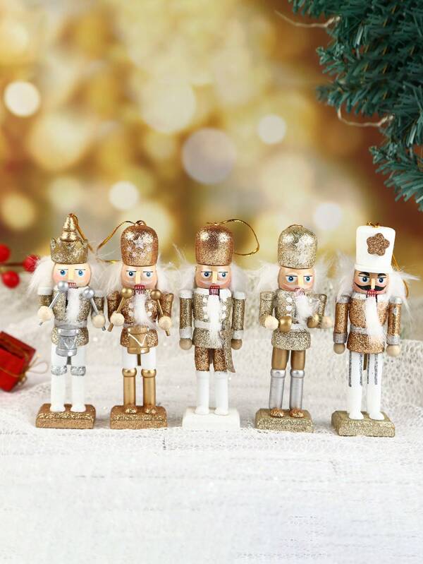 Set de 5 adornos colgantes de 13 cm de Cascanueces, decoraciones navideñas de soldado de madera creativas, colgantes de Cascanueces para el árbol de Navidad para decoración del hogar, adecuados para decoración del hogar en invierno y celebraciones festivas, fiestas de Navidad, decoraciones de Halloween, decoraciones festivas, recuerdos de fiesta, divertidas decoraciones para fiestas de Navidad, Navidad, Feliz Año Nuevo, decoraciones navideñas, regalo de Navidad perfecto para amigos
