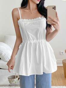 2025 Spring & Summer New Versatile Minimalist Women Spaghetti Strap Tank Top - White - View 5