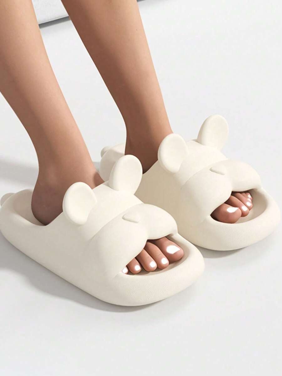 Chinelos de desenho animado para mulheres, chinelos fofos para banheiro interno e externo, antiderrapantes para uso no verão