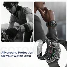 YYWSH-Rugged Bezel Case For Samsung Galaxy Watch Ultra Screen Protector 47mm Soft TPU Bumper Face Cover + 2 Tempered Glass Film For Galaxy Watch 7 Ultra 8 Ultra Accessoriesh4q3 - Black - View 5