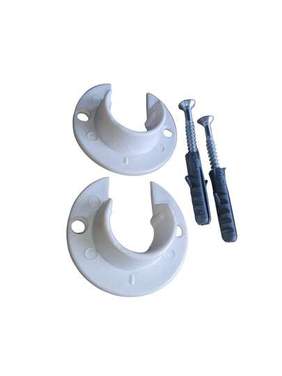 Kit com 2 Suportes Roseta com bucha e parafusos, para cortinas de pia, box,sala, quarto, cozinha, closets e outros