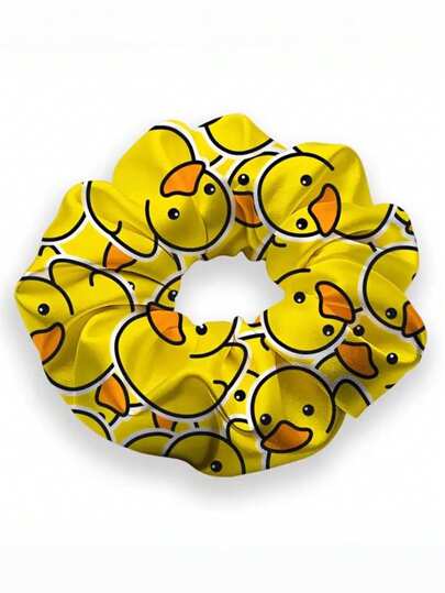 1 Elástico de Cabelo Patinho Amarelo Fofo - Acessório de Cabelo em Fibra de Poliéster de Alta Elasticidade, com Estampa Divertida de Rosto de Pato, Um Enfeite de Cabelo Moderno para Mulheres, Elástico de Cabelo, Corda de Cabelo