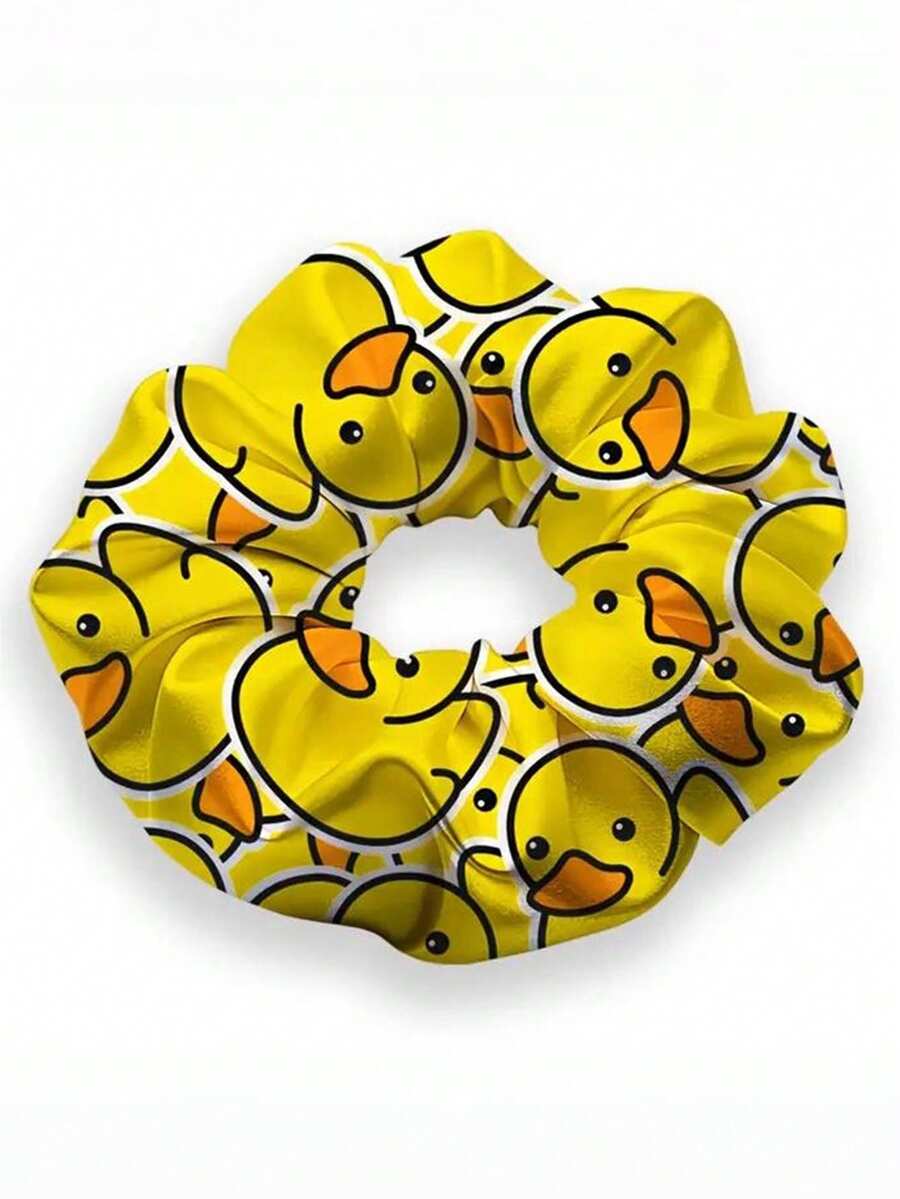 1个可爱黄色小鸭发圈 - 由高弹涤纶纤维制成，印有可爱的小鸭脸图案，时尚百搭，适合女性，可用作发圈、发绳或马尾辫发圈。 - 彩色 - 查看 1