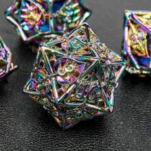 7pcs Hollow Leaf Shaped Metal Multi-Faced Dice Set, Suitable For Role-Playing Board Games