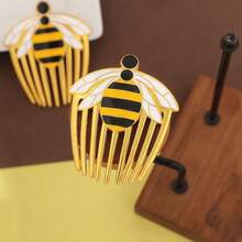 1 Stück universelles Schmuckzubehör, Cartoon, süße Bienen Haarkamm, Haarspange, Metall Emaille Abzeichen, süßer Mädchen zweidimensionaler Haarschmuck Brosche, Schmucknadel, Cosplay Kostüm Dekoration, Valentinstag Paar Geschenk