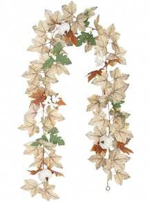 1pc Halloween Fake Plant Fake Maple Leaf Outdoor Artificial Flowers White Holiday Hanging Garland Autumn Maple Vine Decoration Living Room, Office, Table, Wedding Decoration,Fall Decor,Autumn - Multicolor - View 5