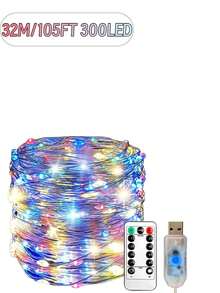 USB Copper Wire Light String -8 Modes, USB Power Supply With Remote Control, String Light Decoration, Suitable For Weddings, Christmas, Bedrooms, Birthdays, Home Decoration -50/100/200/300 LED (Warm White/White/Color)