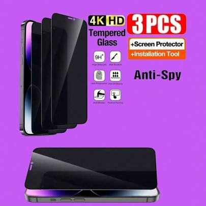 3 Packs Privacy Tempered Glass Compatible With Apple 15 15 Pro Max 15 Pro 15 Plus 14 Promax 14 14 Pro 14 Plus 16 Promax 16 16plus 16 Pro Screen Protec
