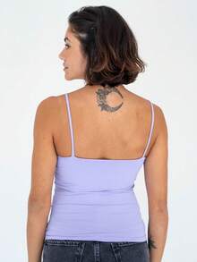 Thin Strap Tank Top In Polyamide Blouse With Lining Suplex Blouse - tử đinh hương - Xem 2