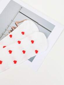 1/2 Pairs Girl's Cute Heart Knitted Thigh High Socks, Spring & Autumn - Multicolor - View 7