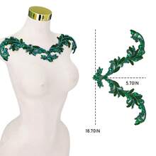 Vestidos de encaje hechos a mano que se pueden coser con accesorios de lentejuelas y cuentas (talla S7, verde oscuro) - Verde Oscuro - Ver 3