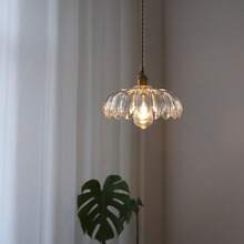 1 件 10.3 英寸高端奢华玻璃孔雀羽毛吊灯，北欧个性化高档复古别墅酒吧咖啡厅吸顶灯，怀旧温馨床头黄铜吊灯，咖啡店卧室照明灯具（不含灯泡）