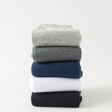 10 Pairs Men Socks Cotton Black White Business Socks For Male Free Size 6-9.5 - 黑色 - 查看 10