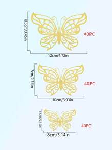 48Pcs Gold Butterfly Decorations 3D Butterfly Wall Decor, Butterfly Party Decorations, Birthday Decorations, Butterflies For Crafts, Cake Decorating, Wall Stickers Room Decor For BabyShower GirlsKids