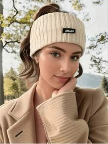 女士 Bandana 1 件纯色休闲涤纶头巾针织寒冷天气发带，秋冬发饰时尚头巾，学校用品，大学秋季配饰 - 彩色 - 查看 2