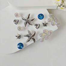 12 件 DIY 鞋饰装饰 - 闪亮星星、心形、几何水钻、非金属轻质材料、Y2K 时尚百搭可爱男女皆宜，适用于 EVA 凉鞋、拖鞋、可拆卸鞋面、节日礼物