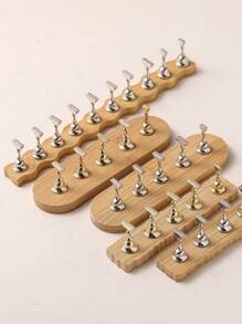 日式美甲练习底座，简约木质风格指甲托，金属指甲板托，可穿戴美甲工具，适合美甲店和个人使用