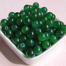 100pcs/Pack 8mm Imitation Jade Glass Transparent Beads, Wholesale For DIY Bracelet Necklace Jewelry Making