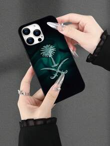 1 件沙特阿拉伯绿枣椰树和银色弯刀 2D 图案经典优雅绅士领带，适合作为生日、节日礼物送给朋友、家人、情侣；黑色哑光软壳兼容 17/16/15/14/13/12/11/Pro/ProMax/X/XR/XS/XSMAX/7/8/PLUS - 黑色 - 查看 2