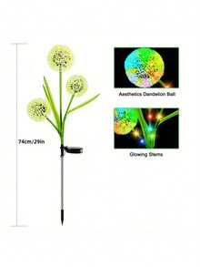 1 件太阳能灯户外花园装饰 - 太阳能花园灯带 3 个向日葵/蒲公英灯，防水太阳能户外灯自动开/关太阳能装饰灯适用于花园、露台、庭院