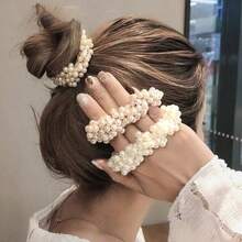3 件仿珍珠发带手链二合一女士头饰，高弹力仿珍珠发饰，甜美仿珍珠发带，优雅仿珍珠发饰，发球，发带，发饰，马尾辫夹，发圈，发胶