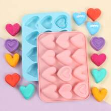 12 件不对称心形硅胶模具，适用于树脂、蜡烛、肥皂、蜡熔体和 DIY 工艺品，易于脱模可重复使用 - 彩色 - 查看 7