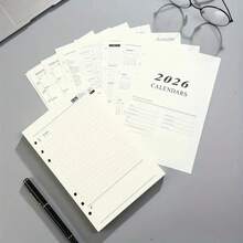 1 Pack 2026 A5 English Version Planner Refill - 180 Sheets (360 Pages), Daily Planning Pages, Hourly Schedule, Time Management Notes, Suitable For 2025-2026, Minimalist Design, Durable Paper