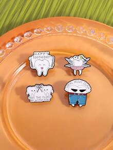 1/4pcs Cute Teeth Brooch! Creative Dental Theme Badges, Exclusive For Dentists/Dental Lovers, Suitable For Students & Accessory Enthusiasts, Personalized Fashion Magnet, Unlocks The New Oral System - Multicolor - View 3