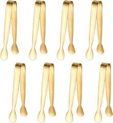 8PCS Gold Mini Metal Tongs Dinnerware, 4.3" Stainless Steel Tiny Tong, Small Kitchen Accessories For Serving Food, Ice, Sugar Cube, Salad, Toaster, Desserts,Christmas Gifts,Kitchen Accessories - 1 - 查看 1