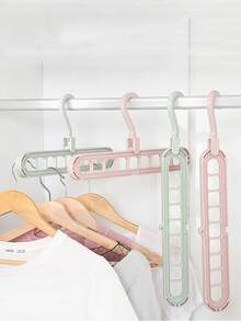 5pcs Random Color Multi-Functional 9-Hole Space Saving Folding Clothes Hanger, Home & Dorm Hanging Rack - Multicolor - View 8