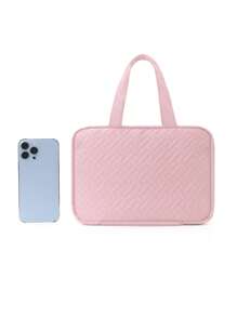 大号悬挂式洗漱包，防水可折叠手提包，旅行化妆剃须刀收纳包，女士化妆包，学习用品，大学宿舍用品，学生旅行必备，学校假期返校洗漱包，防水洗漱包 - 粉色 - 查看 3