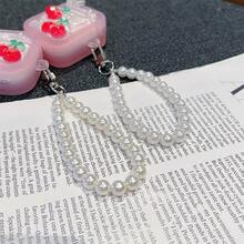 Ốp lưng màu kem họa tiết hoa anh đào đính ngọc trai, ốp bảo vệ dễ thương tương thích với Apple. - Nhiều màu - Xem 6