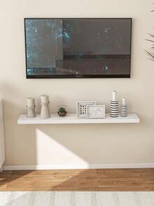 1 pieza Estante flotante de madera y plástico, estante de pared para chimenea, estante de madera y plástico estilo granja, apto para decoración de pared de baño, cocina y oficina - Blanco - Ver 3