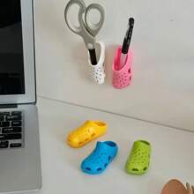 5 Peças Organizadores de Escovas de Dente em Formato Fofo de Chinelo Mini - Suportes de Armazenamento Montados na Parede para o Banheiro e Porta-Canetas sem Furar, Ideal para Organização de Cozinha/Banheiro/Escrivaninha