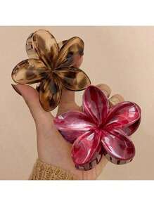 12pcs/Pack Big Size 3.14 Inch Dopamine Tie-Dye Daisy Flower Hair Clips, Sweet Floral Crown Barrettes For Ponytail/Bun