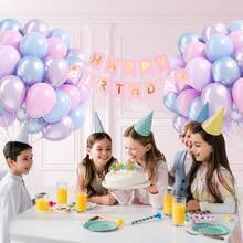 25/35/50pcs Pink, Blue, Purple Balloon Set, 10inch Latex Balloons, Frozen Mermaid Style Balloons With Confetti Balloons, Suitable For Mermaid, Snowflake, Birthday Gender Reveal Party Decorations - Multicolor - View 3