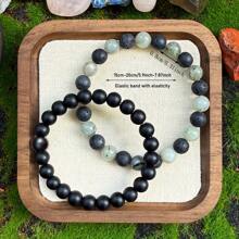 2Pcs 8mm Matte Agate Grey Moonstone Naturalistic Stone Beaded Bracelet | Men Women Daily Wear Blessing Gift