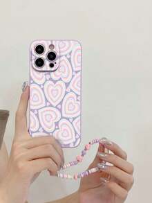 1个紫色TPU材质爱心图案防震全包手机壳，搭配1条紫粉色爱心软陶瓷腕带，兼容苹果/安卓手机，适用于 13/13 Pro/13 Pro Max/16 Pro Max/17 Pro Max/15/16/14/14 Pro - 彩色 - 查看 3