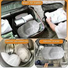 1 pieza Bolsa para la ropa, Bolsa + Soporte para la limpieza de sombreros, Funda protectora para sombreros, Jaula de limpieza de sombreros para lavadora, Bolsa de malla para la limpieza de sombreros en la máquina, Jaula protectora para la limpieza de gorras de béisbol, Adecuado para limpiar varios tipos de sombreros