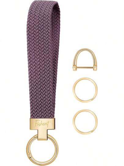 Stretchy Wristlet Keychain, Cute Key Chain, Woven Wrist Lanyard For Car Keys With 3 Keyrings And D-Ring For Women Men