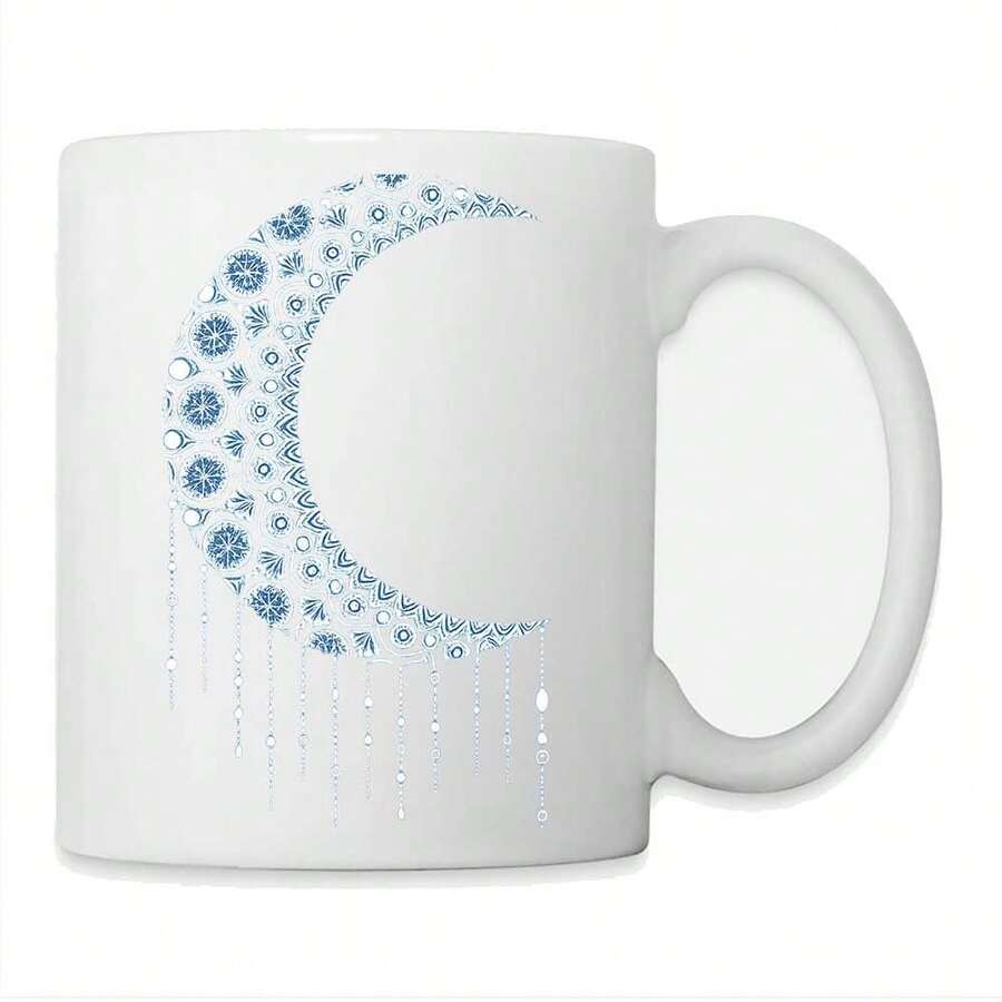 Icy Moon  A Frozen Crescent With Snowflakes And Dripping Ice Dropscoffe Coffee Mug 11oz - 白色 - 查看 1