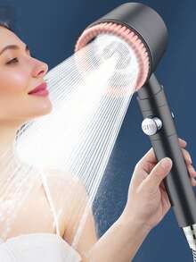 （单头花洒/3件套）家用过滤增压五档水温调节ABS花洒，配1.5米不锈钢软管和ABS免钻孔花洒支架，浴室配件，浴室工具 - 灰色 - 查看 8