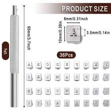 1 套 36 件 3.5 毫米合金皮革压印工具套装字母和数字印章套件压印金属冲压工具适用于皮带包帽鞋工艺珠宝打标