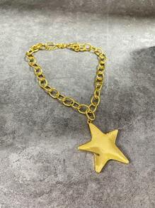 1pc Minimalism Simple Chunky Heart Decor Hammering Pattern Creative Chunky Charm Necklace Golden Chain Handmade Twisted Pattern Chain Fashionable Women Choker Pendant Necklace Classic Jewelry Luxury Girl Accessories Party Gift For Friend Free To Match Silver Women Necklaces