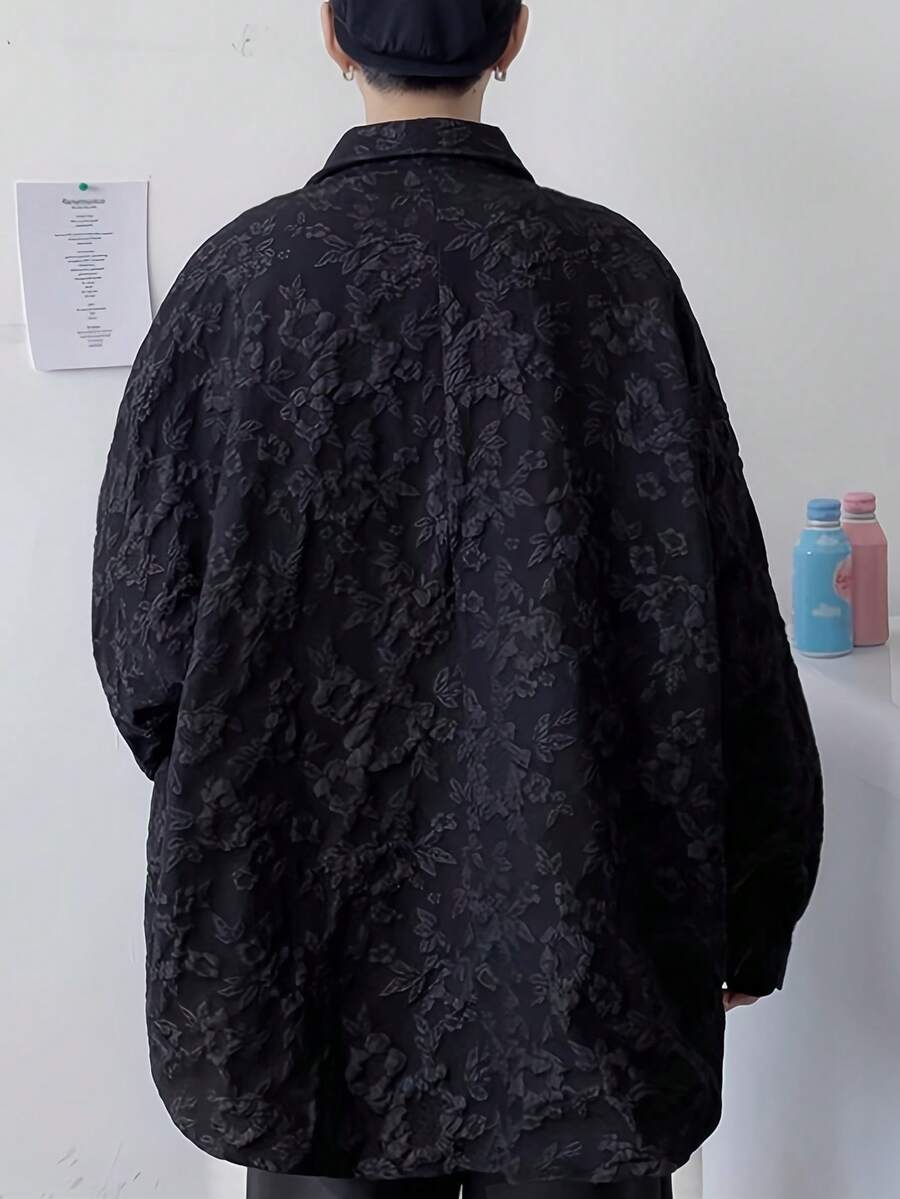 メンズ長袖カジュアルシャツ、ルーズフィット、春・秋・冬対応、大きいサイズ、ファッションビジネス、シンプルデザイン、快適軽量、人気通気素材、登山アウトドア旅行、通勤に適した、長袖シャツトップス、カジュアルからビジネスまで幅広いシーン対応 - ブラック - チェックする 1