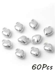60pcs Puffy Heart Charm Tiny Love Pendant CCB Plastic Pendants 1.6mm Small Hole Heart Charms Golden Dangle Pendants For Valentine Gifts DIY Jewelry Making Kit Necklace Bracelet - Love Pendant - View 9
