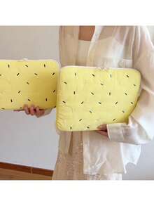 YOONI 韩国 INS 风格彩虹条纹刺绣笔记本电脑内胆包，柔软女孩糖果色 iPad 平板电脑保护套（9.7/10.2/11 英寸），笔记本电脑包（13/14 英寸），防震内袋，适合女孩和学生的可爱礼物，女士笔记本电脑包， 书包，大学必备品，返校必备